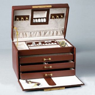 Ragar Paris Weave Jewelry Box with Three Drawers in Genuine Leather