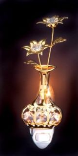 Vase Flower Swarovski Crystal 24k GoldPlated NightLight   Night Lights  