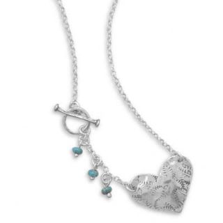 Jewelryweb 17 InchSterling Silver Toggle Necklace With 25mmHeart and