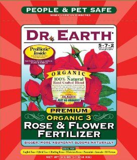 Dr. Earth 702P Organic 3 Rose & Flower Fertilizer in Poly Bag, 4 Pound  Fertilizer For Roses  Patio, Lawn & Garden