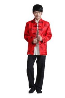 TOMSUIT Chinese Men's Kung Fu Styles Uniforms Silk Tang Suit in Red (Medium) at  Mens Clothing store Business Suit Jackets