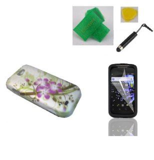 Samsung Galaxy Exhibit II 4G SGH T679 T679 SGH T679M Ancora SGH i8150 Blooming Lily Faceplate Hard Shell Phone Case Cover Cell Phone Accessory + Yellow Pry Tool + Stylus Pen + Screen Protector + Extreme Band Cell Phones & Accessories