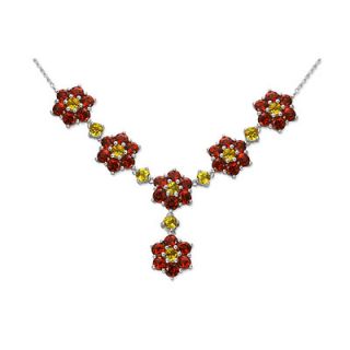 Oravo Flower Design 14.00 carats Round Shape Multi Gemstone Necklace