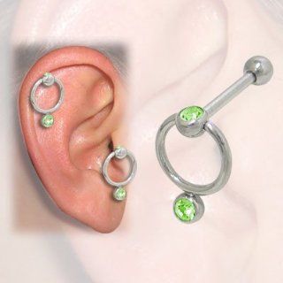 Cartilage   Tragus Barbell Earring, Door Knocker Design with Jewels   PFSS 77 8 G Jewelry
