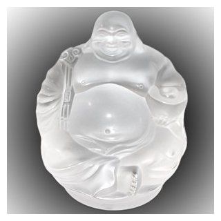 LALIQUE Amber Crystal Happy Buddha Figurine   Collectible Figurines