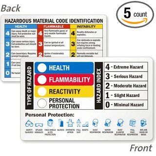 Add Ratings Of Health, Flammability, Reactivity, Personal, 5 Cards / pack, 3.375" x 2.125" Industrial Warning Signs