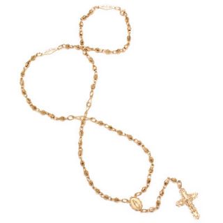 Sterling Essentials Gold Plated Silver Rosary Necklace with Swarovski