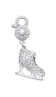 CleverEve's Sterling Silver Crystal Ice Skate Charm CleverEve Jewelry