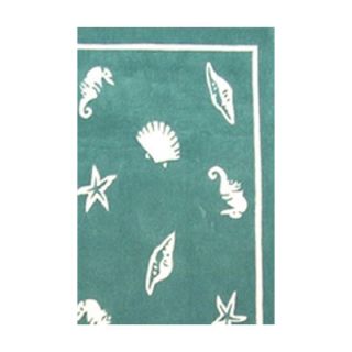 American Home Rug Co. Beach Rug Teal Shells and Seahorses Novelty Rug