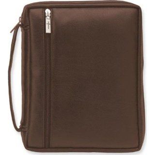 Leather Look Brown Bible Cover with Pewter Cross Zipper (XXL) by Gregg Gift  Office Calendars Planners And Accessories 
