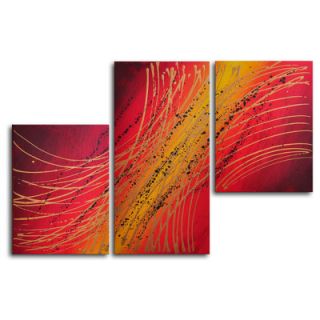 My Art Outlet Hand Painted Spirograph in Gold 3 Piece Canvas Art Set