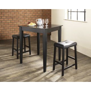 Crosley Three Piece Pub Dining Set with Tapered Leg Table and Saddle