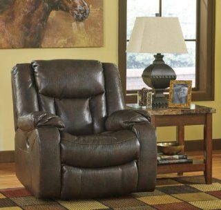 Carnell Brown Finish Contemporary Faux Leather Upholstered Rocker Recliner  