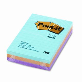 Post it® 4 x 6, Three Ultra Colors, Three 100 Sheet Pads/pack
