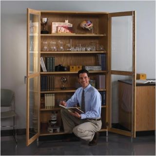 Diversified Woodcrafts Hinged Storage Case With Oak Framed Glass Doors
