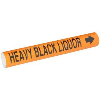 Brady 5827 Ii High Performance   Wrap Around Pipe Marker, B 689, Black On Orange Pvf Over Laminated Polyester, Legend "Heavy Black Liquor" Industrial Pipe Markers