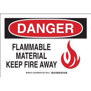 Brady 15238 Plastic, 7" X 10" Danger Sign Legend, "Flammable Materials Keep Fire Away (W/Picto)" Industrial Warning Signs