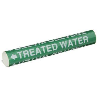 Brady 5775 O High Performance   Wrap Around Pipe Marker, B 689, White On Green Pvf Over Laminated Polyester, Legend "Treated Water" Industrial Pipe Markers
