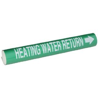 Brady 5825 Ii High Performance   Wrap Around Pipe Marker, B 689, White On Green Pvf Over Laminated Polyester, Legend "Heating Water Return" Industrial Pipe Markers