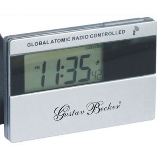 Gustav Becker Pocket Atomic Travel Alarm Clock with Leather Case