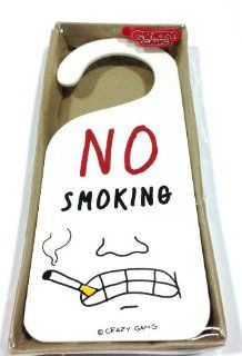 Door Sign "NO Smoking" White Wooden Doorknob Hanger Signs   Decorative Signs