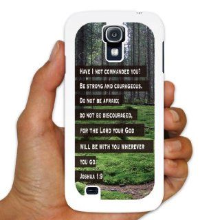 Samsung Galaxy S4 Case   Bible Verse   Joshua 19   White Plastic Case Cell Phones & Accessories