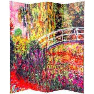 Oriental Furniture 70.88 Double Sided Works of Monet 4 Panel Room