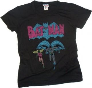Batman & Robin    DC Comics    Junk Food Crop Sleeve Fitted Juniors T Shirt Clothing