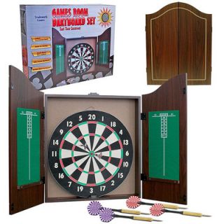 Trademark Global Solid Wood Dart Cabinet with Dartboard and Darts