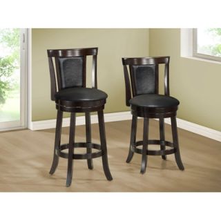 Monarch Specialties Inc. Barstools with Grey Fabric Seat in Black