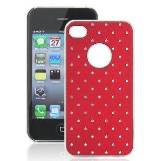 Apple iPhone 4 Diagonal Diamond Padded Leather Coating Plastic Shell(Red)   Snap On Cover, Hard Plastic Case, Face cover, Protector   Retail Packaged Cell Phones & Accessories