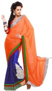 Triveni Sarees Lehenga Saree One Size Orange Clothing