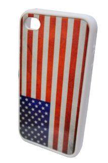 GO IC698 Classic Antique Rustic USA Flag Silicone Protective Hard Case for iPhone 4/4S   1 Pack   Retail Packaging   White Cell Phones & Accessories