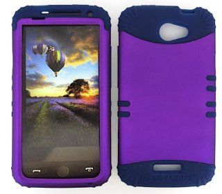 Cell Phone Skin Case Cover For Htc One X S720e Non Slip Purple    Dark Blue Rubber Skin + Hard Case Cell Phones & Accessories