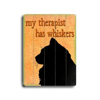 Artehouse LLC My Therapist Has Whiskers Planked Wood Sign   20 x 14