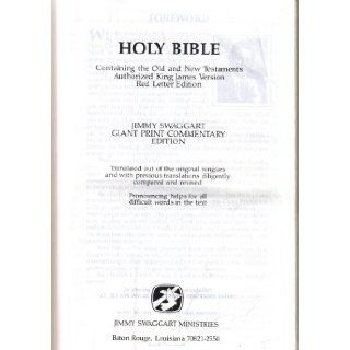 Holy Bible King James Version Giant Print Concordance Red Letter Jimmy Swaggart Commentary Edition Books
