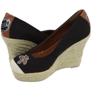 NHL Cuce Shoes Florida Panthers Ladies The Groupie Espadrille Wedge Sandals   Black (7) Clothing