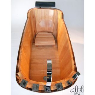 Alfi Brand 59 Free Standing Oak Wood Bath Tub with Chrome Tub Filler