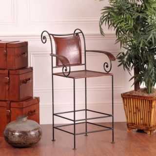 William Sheppee Iron / Leather Carver Counter Stool