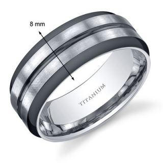 Oravo Two Tone comfort fit Mens 8mm Titanium Wedding Band Ring