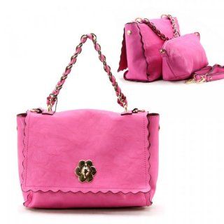 Flower Lock Closure Chain Handle Removable Strap Purse and Bag / Bag in Bag / Cross Body Bag / Fushia / Rchhs705fsh  Cosmetic Tote Bags  Beauty
