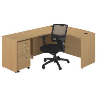 Bush Series C Left Bow Front Desk with 3 Drawer File and Chair
