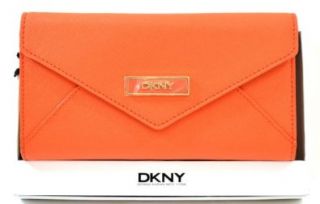 DKNY Saffiano Leather Women's Envelope Wallet Clutch With Box Orange Shoes