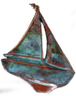 Verdigris Patina Solid Brass Sailboat Pin Brooches And Pins Jewelry