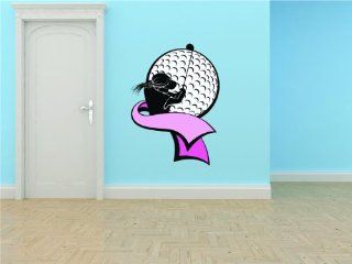 Golf Ball Sport Pink Breast Cancer Ribbon Women Lady Golfer Car Window Graphic Sticker Picture Art Vinyl Wall   Best Selling Cling Transfer Decal Color 706 Size  30 Inches X 50 Inches   22 Colors Available   Wall Decor Stickers