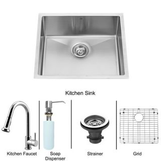 Vigo 23 x 20 Single Bowl Kitchen Sink with Pull Out Sprayer Faucet
