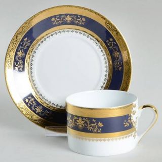 Philippe Deshoulieres Orsay Cobalt Blue Flat Cup & Saucer Set, Fine China Dinner