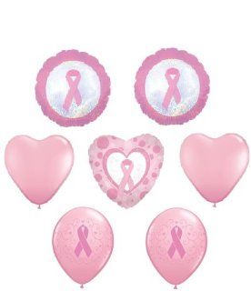 BREAST Cancer Awareness Pink Heart RIBBON (7) Mylar + Latex Balloons Cure Hope Health & Personal Care