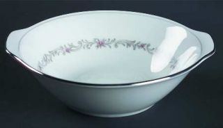 Noritake Corona Lugged Cereal Bowl, Fine China Dinnerware   Pink Flowers, Gray L