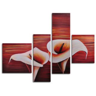 My Art Outlet Hand Painted Cobra Lilies 4 Piece Canvas Art Set